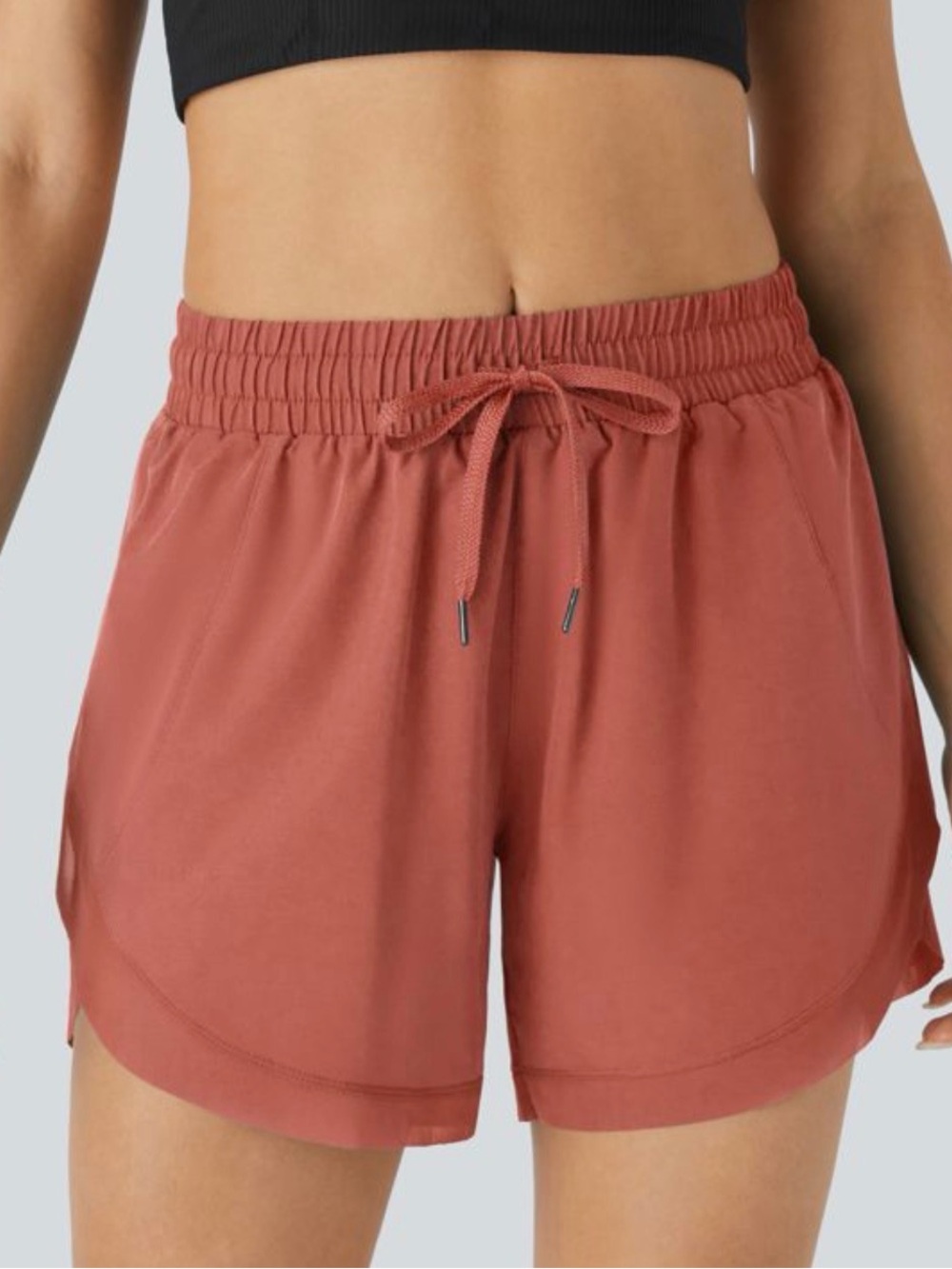 HALARA Mid Rise Drawstring Contrast Mesh 2-in-1 Flowy Running Shorts 3'' Size M
